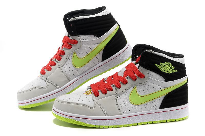 Air Jordan 1 Men Shoes White/Red/Greenyellow Online
